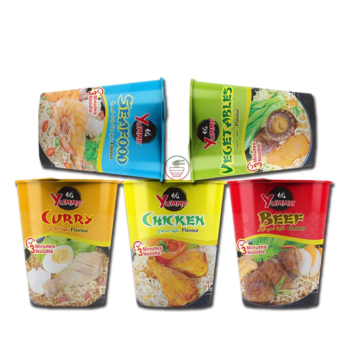 Private Label OEM Hersteller Halal Großhandel Bulk 65g Papierbecher Soup Ramen Nudeln