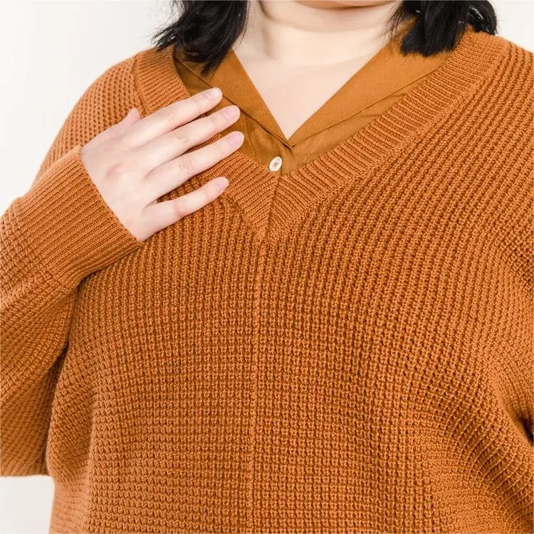 Sudadera ligera de manga larga con cuello en V y Jersey de punto para mujer