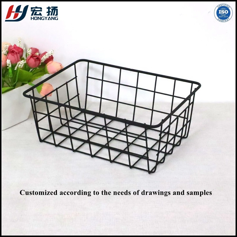 Custom Best Selling Household Stack-Able Wire Metal Wire Storage Basket Vegetable Storage Basket with Handle