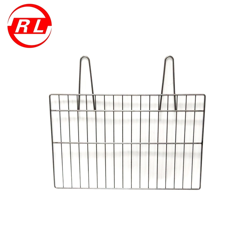 White Rectangle with Large Gap Stainless Steel Grill Net with Handle