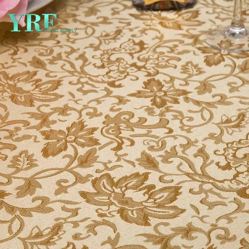 Yrf White Round Damask Fabric Painting Designs on Table Cloth