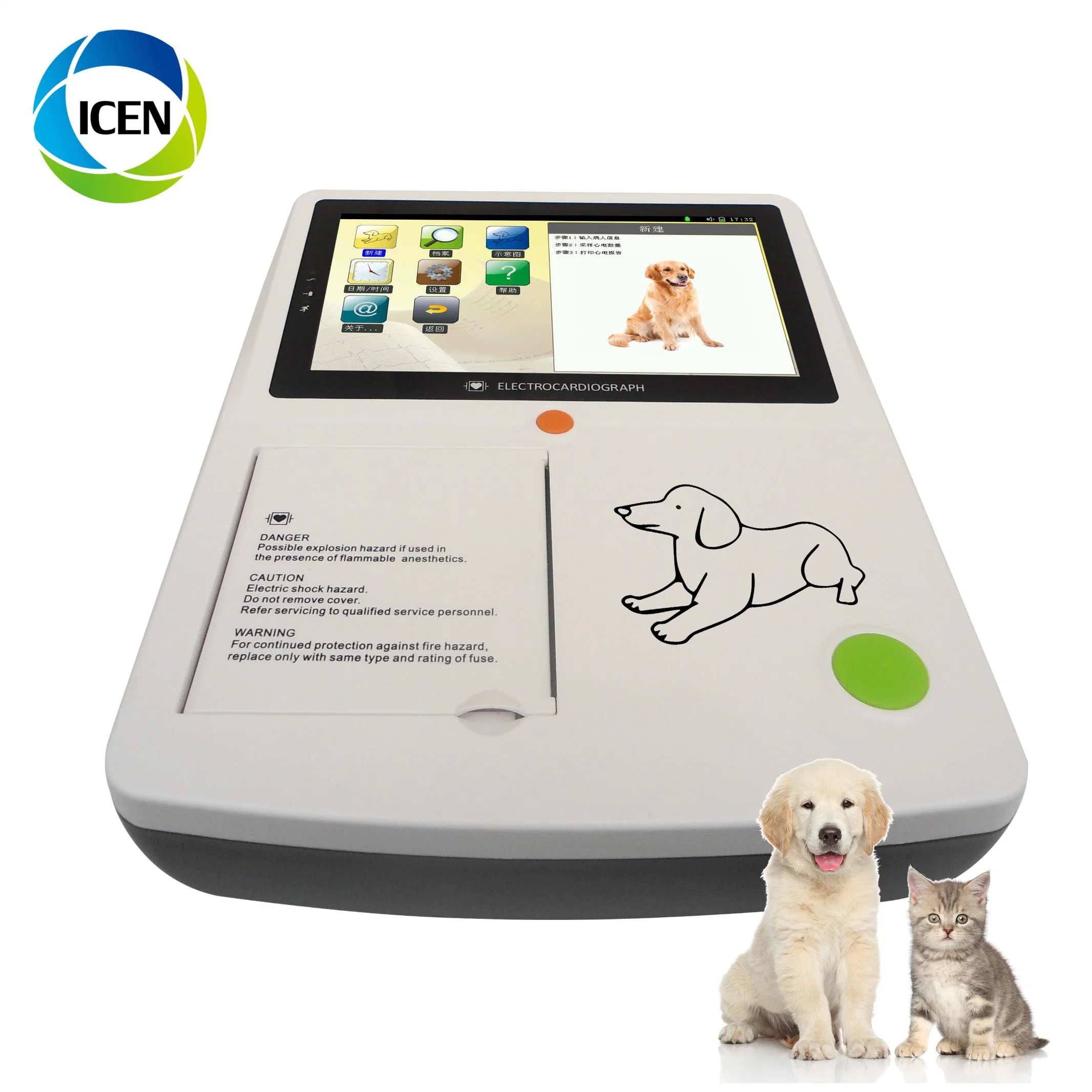 in-Ca3 Electrocardiografo Monitor 12 Lead Device Veterinary Portable ECG Machine