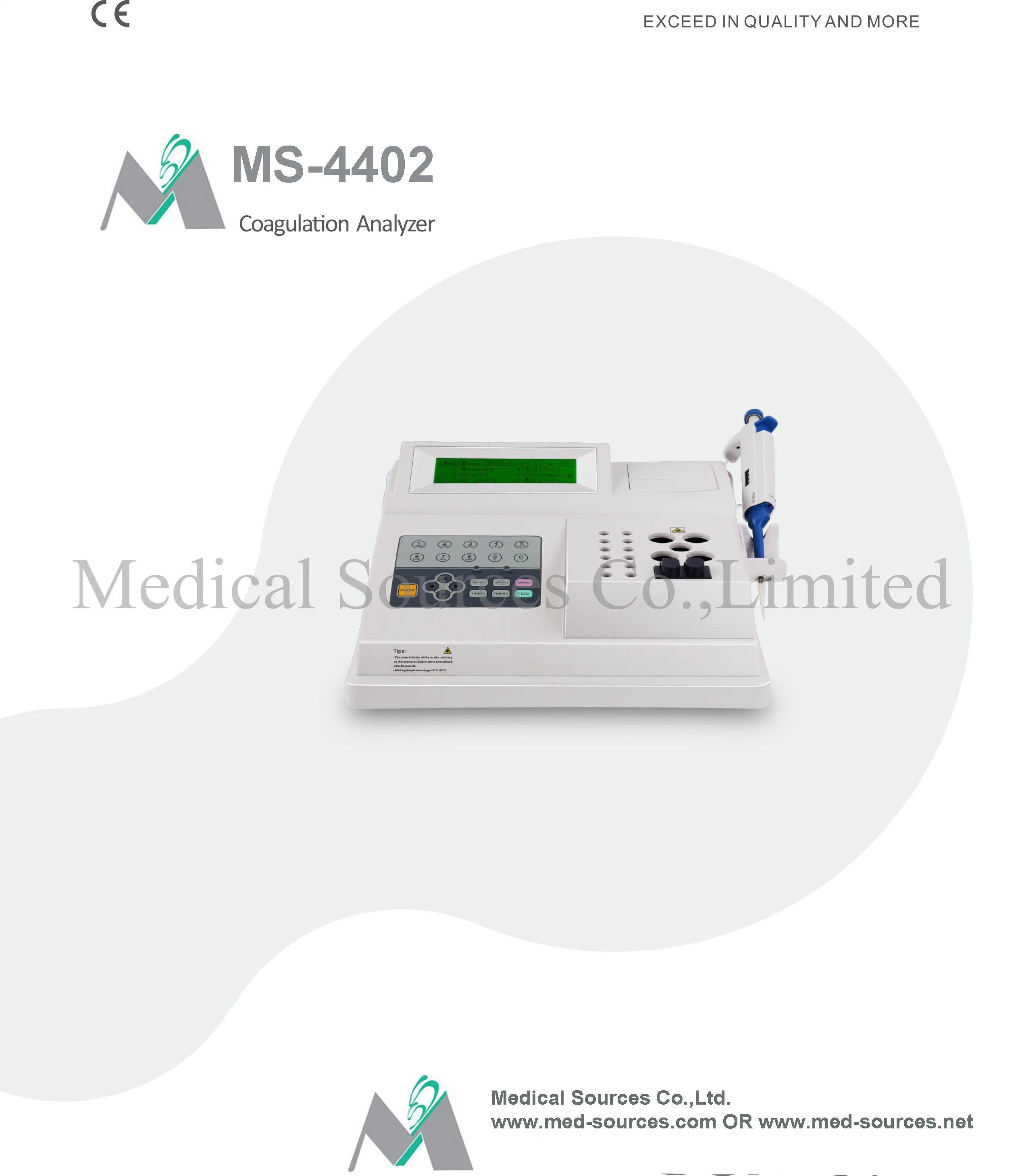 (MS-4402) Semi-Auto Digital completo analizador Analizador de coagulación Coagulometer química