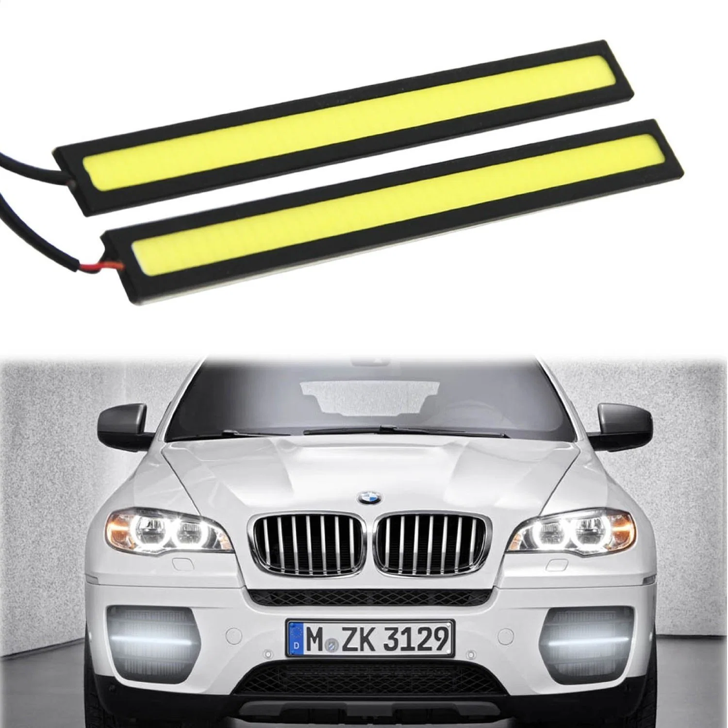 Rouge Bleu Blanc de la couleur jaune 2 pcs Set étanche en aluminium à haute puissance 6W 6000K lampe au xénon Slim COB LED DRL Feux de conduite de jour