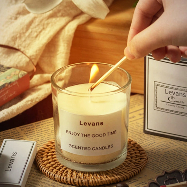 Venta al por mayor de kit de velas de cristal con etiqueta privada personalizada de cera de soja orgánica 100% y aroma de lavanda para masajes con velas perfumadas de aromaterapia.