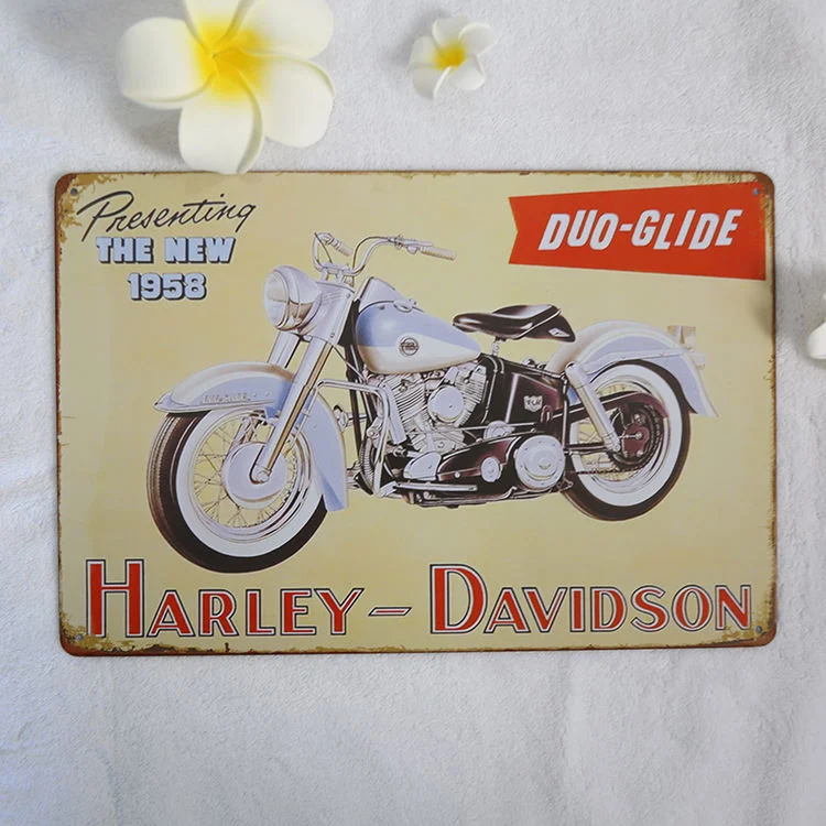 Custom Embossed Tin Signs Vintage Motorcycle Painting for Home Decor