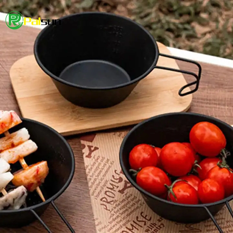 Vender bien ligero Blackened al aire libre Camping Multifunctional no-Stick portátil Cookware Establecer