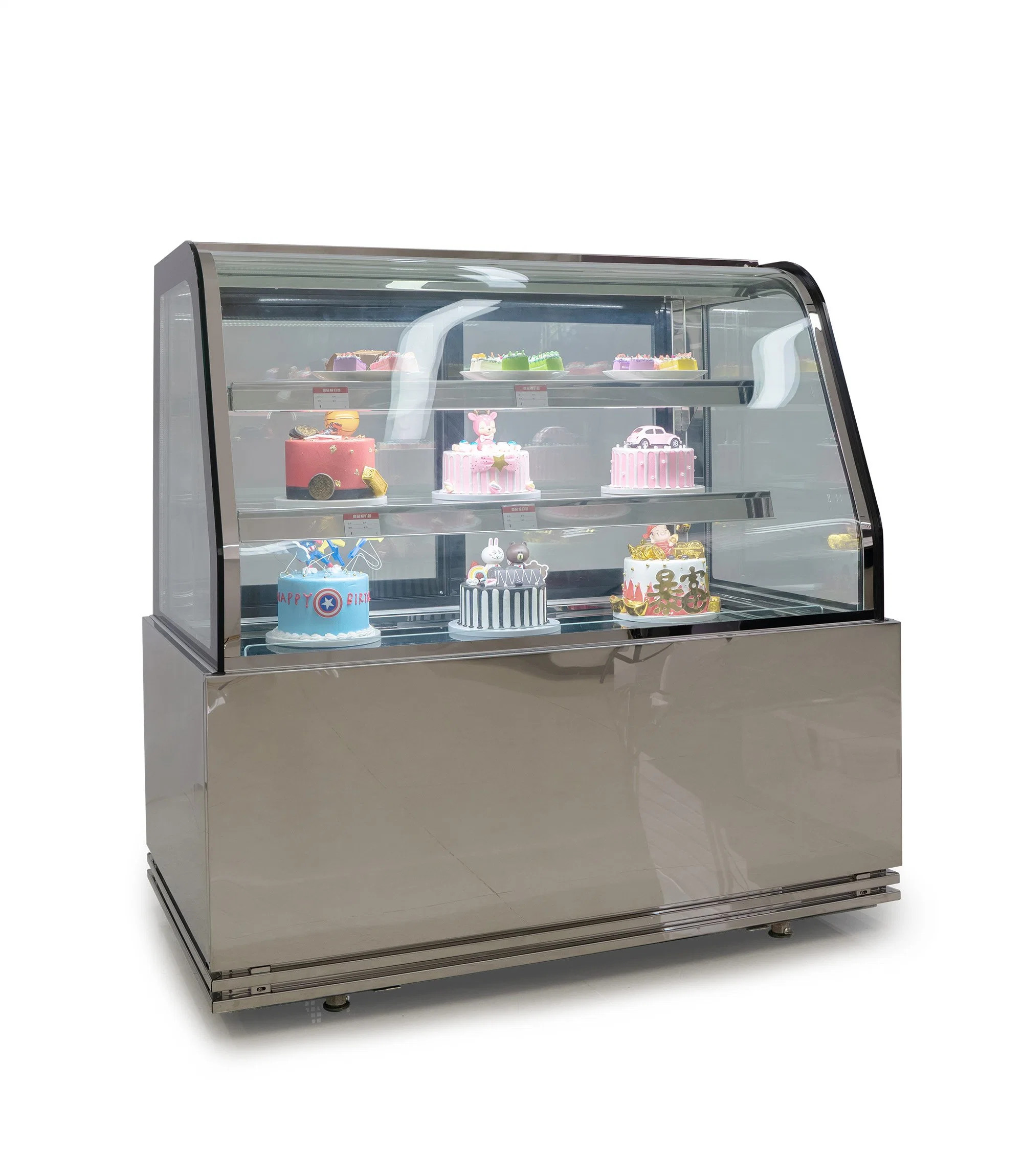 1,5m Länge gebogene Glas Kuchen Display Zähler mit Ventilator Kühlung Und Digital Controller