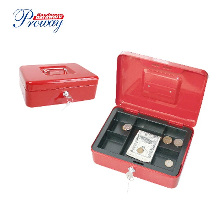 10 Inch Key Lock Red Cash Box with Coin Tray C-250m