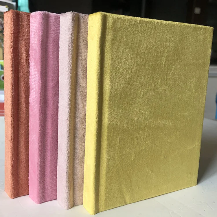 Benutzerdefinierte bunte geprägte Logo Luxus Samt Stoff Hardcover A5 Lined Journal Planner Notizbücher Drucken