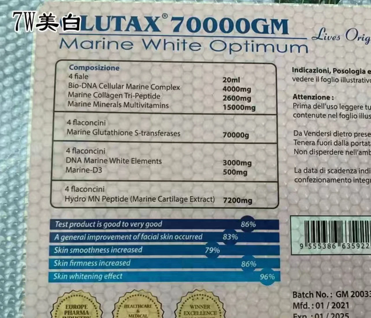 Original Glutax 70000GM 18000000GS 200000g 500GS 600GS in Stock Wholesale/Supplier Ready Glutathione DNA Whitening Lightening Injection Products