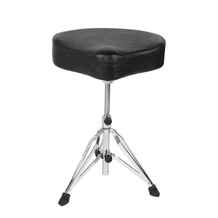 Factory OEM Drum Parts Foldable Drum Chairs Electroplate Zinc Alloy +Sponge+Flannelette/PU Leather Adjustable Drum Seat Rotatable Saddle Drum Throne