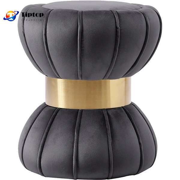 Luxury Elegant Stainless Steel Gold Hotel Ottoman Pouf