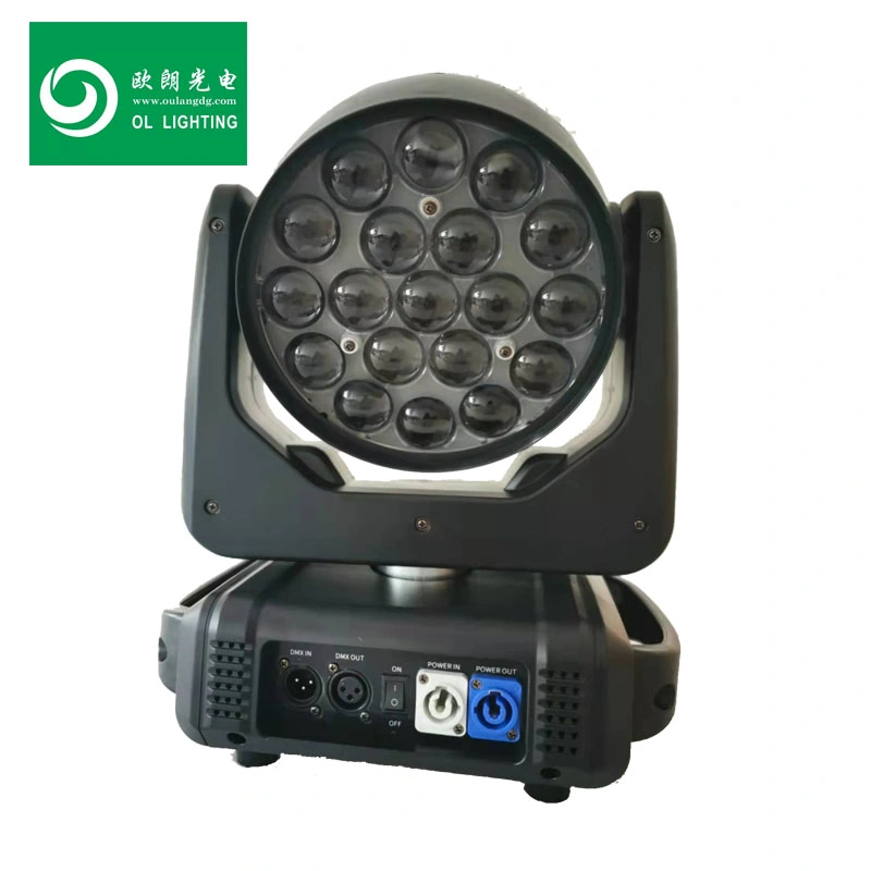 LED Stage Light 19psc 15W LED RGBW Stage Lighting Beam Zoom Wash Moving Head Light for DJ Bar Club