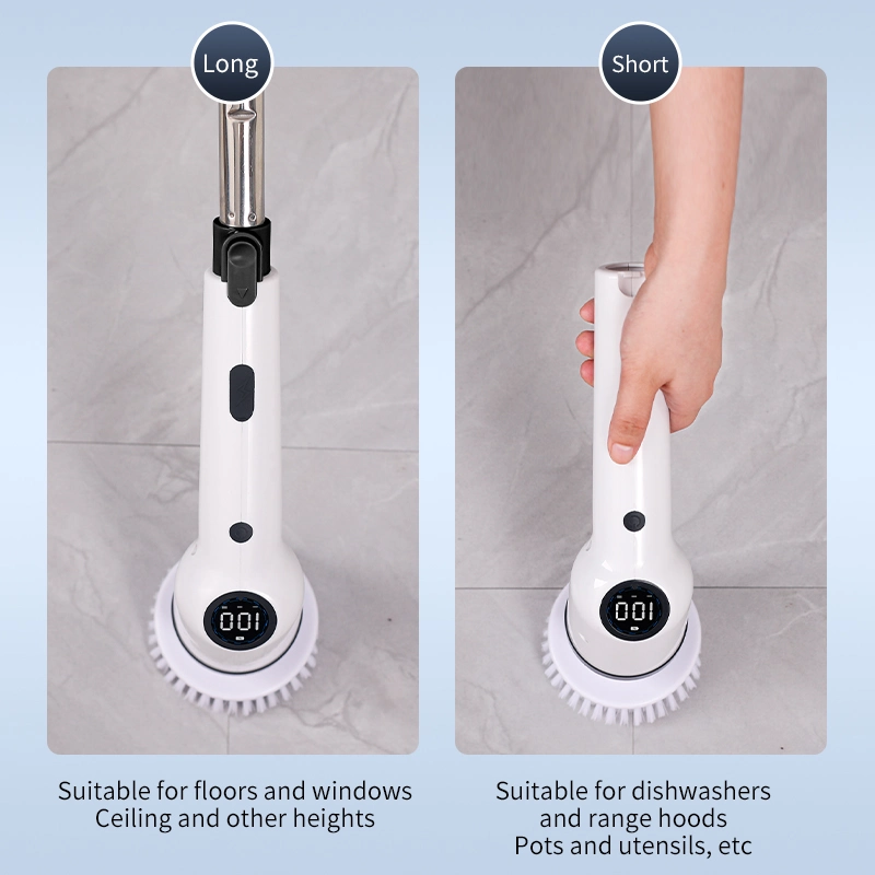 Multifunctional 9 in 1 Electric Spin Scrubber, Cordless Electric Cleaning Brush with Adjustable Extension Arm, for Bathroom, Shower, Tile, Floor, Car