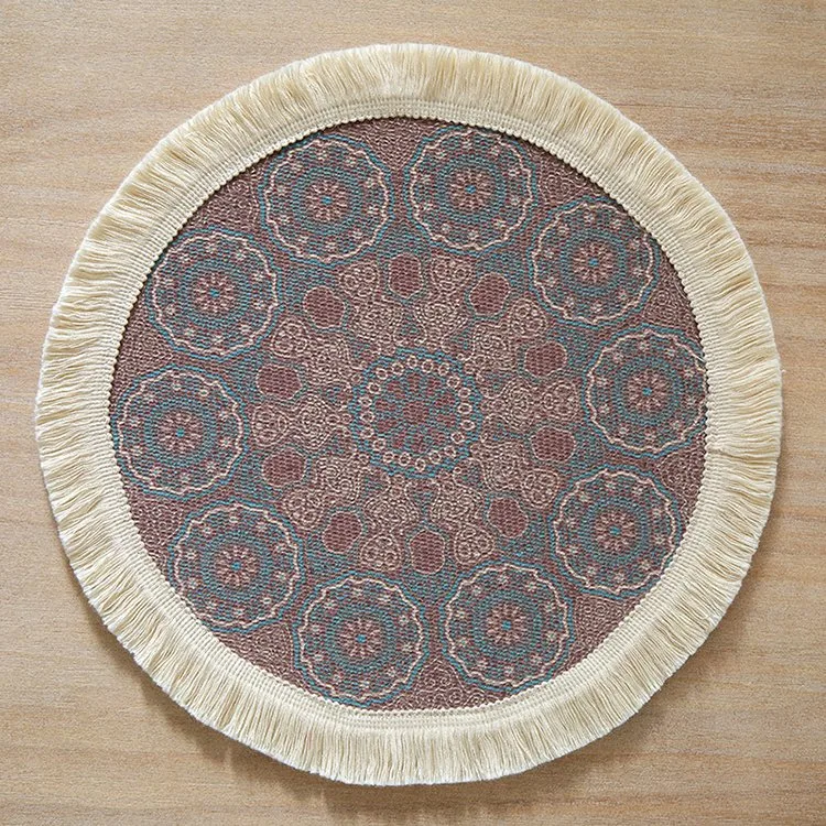 Printed Colored Cotton Tassel Decoration Place Mat