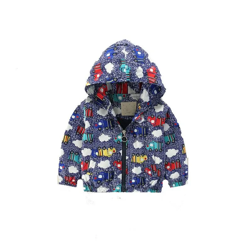 Children&prime; S Clothing Cartoon Printed Hooded Jackets for Girls Coat Boys Outerwear Baby Jacket Kids Windbreaker