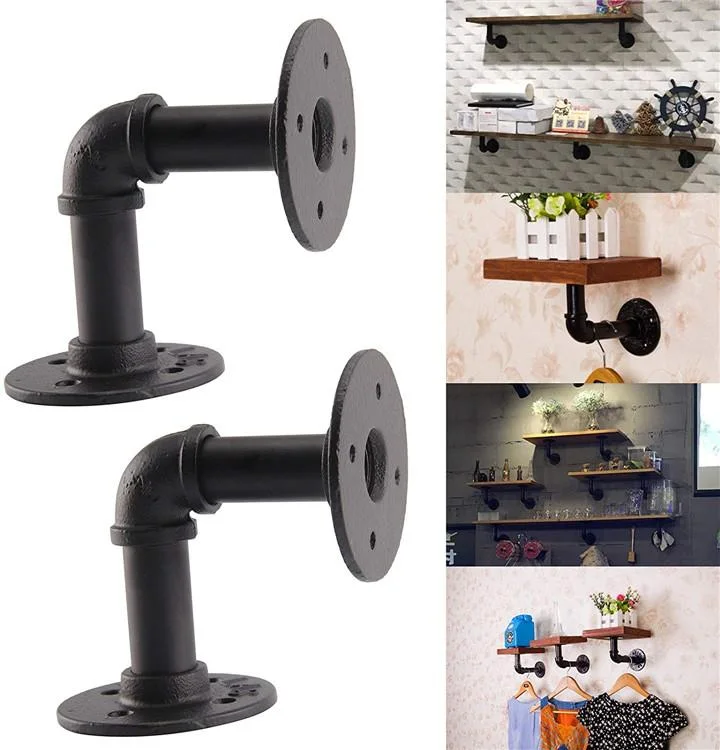 3/4" Industrial Pipes Plumbing Pipe Fittings Black Iron Pipe Shelf Brackets Decorative Home Furniture