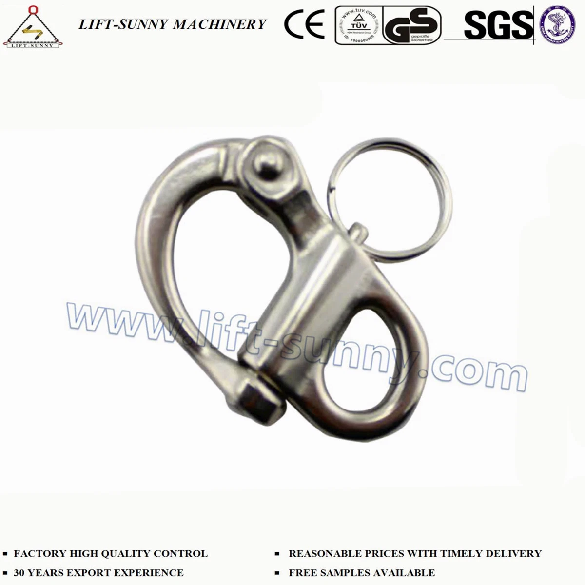 304 316 Stainless Steel Fixed Eye Snap Shackle