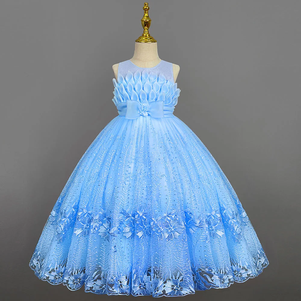 Robe élégante de princesse en dentelle à 10% de réduction Robes de broderie de fleurs pour enfants de 10 ans Robes pour filles de 6 à 14 ans pour fête à 10% de réduction