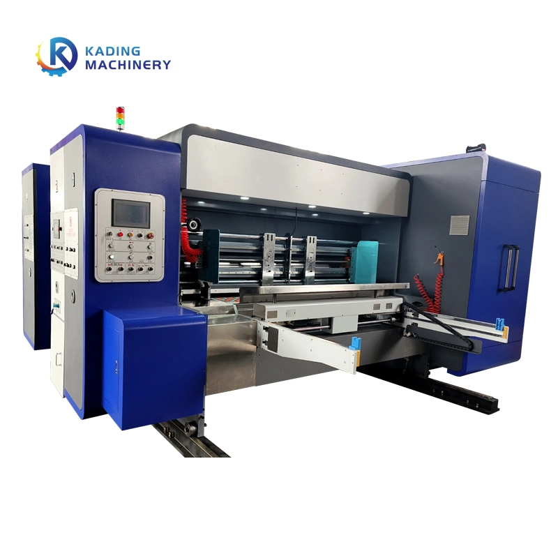 Máquina de fabricación de cartones personalizados totalmente automática con ranurado, impresión flexográfica y troquelado rotativo con certificación CE