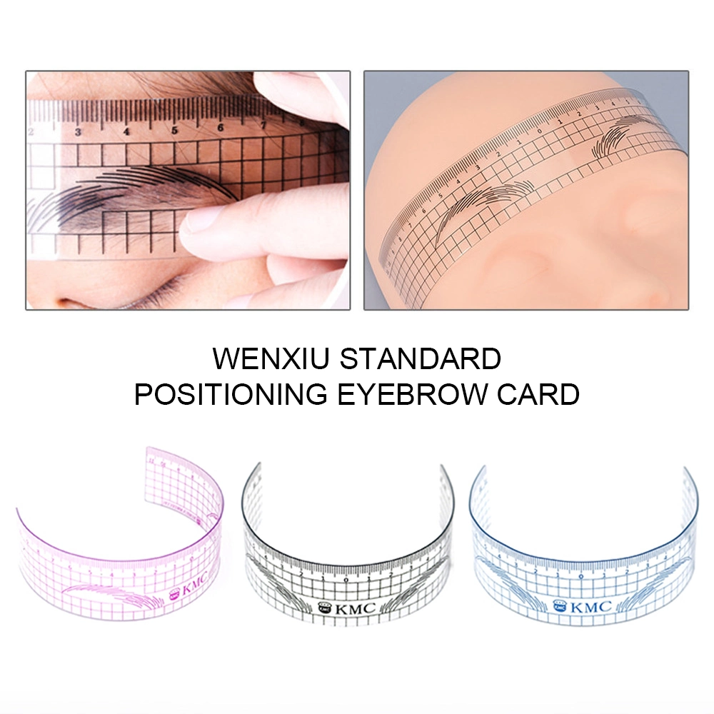 3pcs Permanent Make-up Kunststoff Augenbraue Lineal Tattoo Radian Lineal Tattoo Formwerkzeug für Anfänger Augenbrauen Halbrot Blau Schwarz