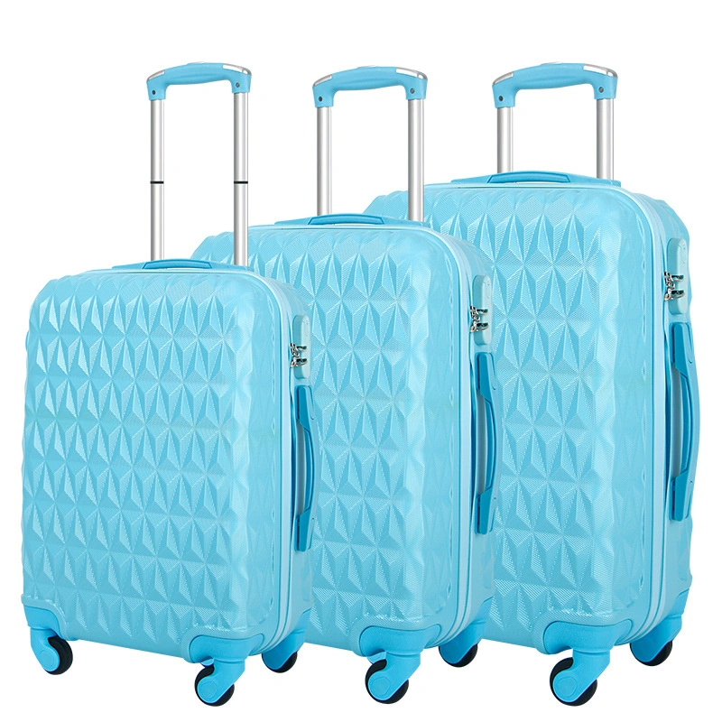 3 PCS Diamond Pattern ABS 20 24 28 Inch Suitcase Travel Luggage Set