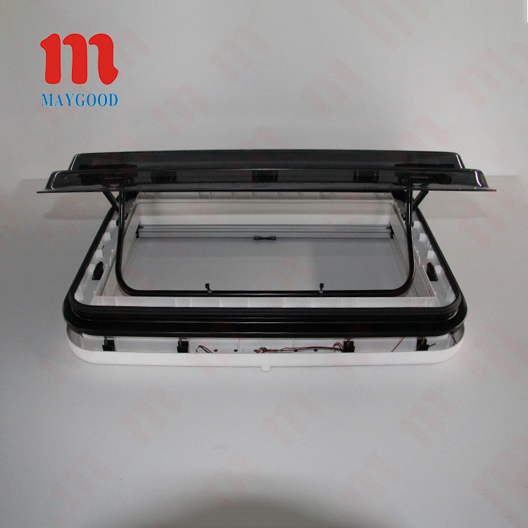 Camper Van Trailer Motorhome Aluminum Roof Window Hatch LED Skylight W/ Anti-Mosquito Net Sunshade