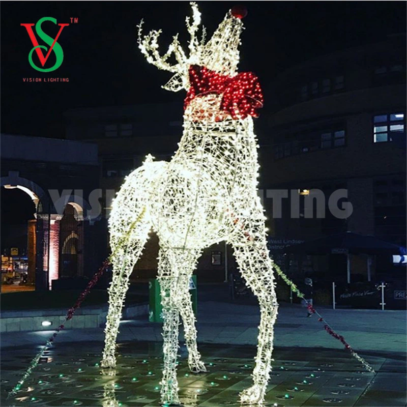 Impermeable al aire libre grandes luces de Navidad iluminado Motif reno