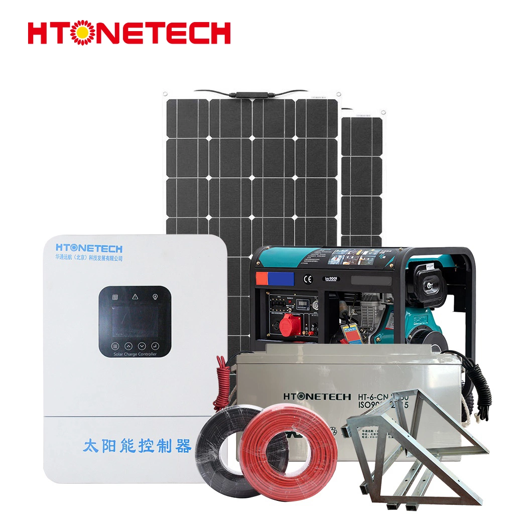 Htonetech Home off Grid Solar Panel System Wholesale/Supplierrs China 5kwh 10kwh 42kwh Solar Panels Monocrystal 25kw Diesel Generator Solar Hybrid 10 Kw System