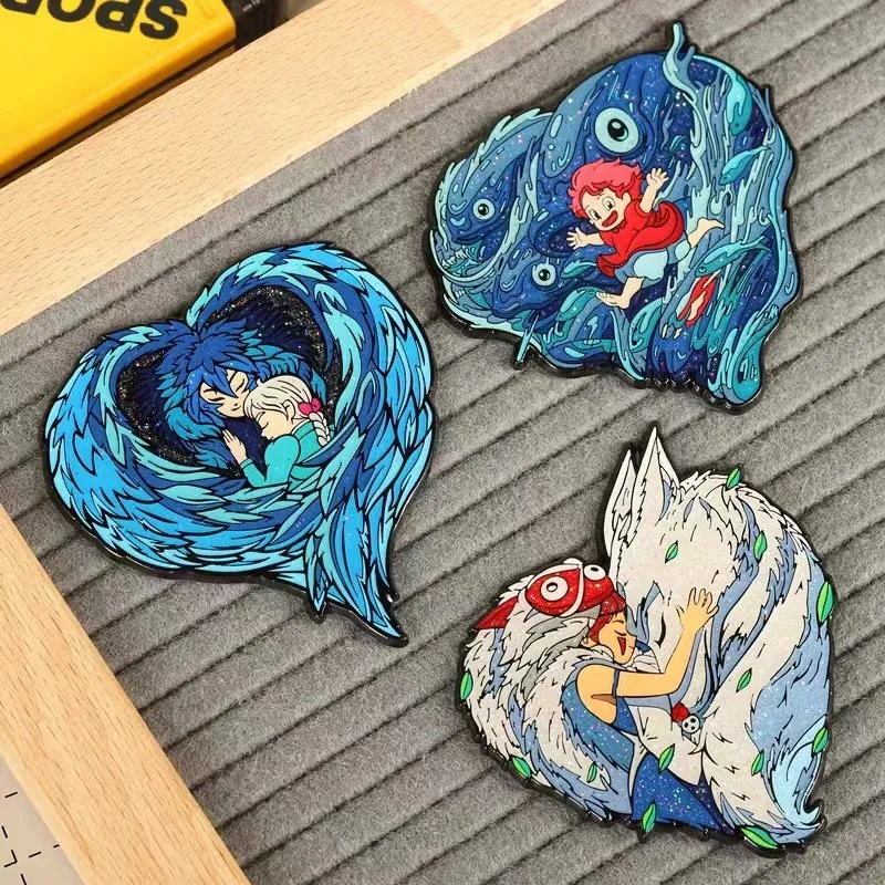 Dibujos animados de alta calidad personalizado Esmalte Duro insignia de solapa Anime Princess Mononoke de Hayao Miyazaki Pin Esmalte Duro