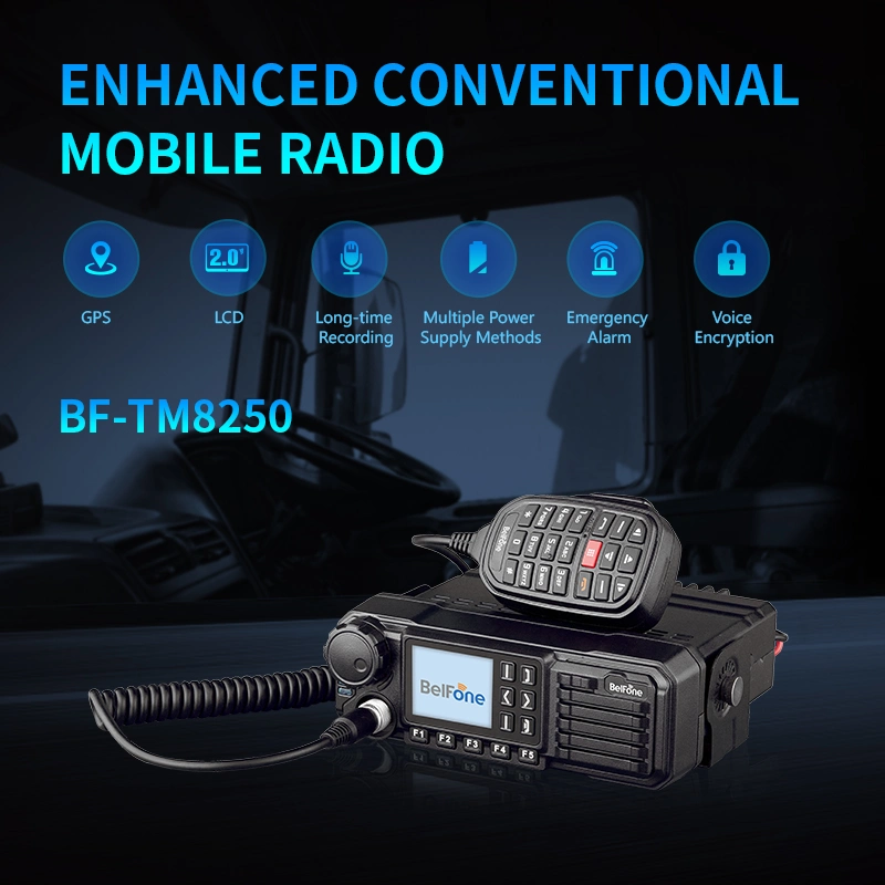 Ensemble complet de fonctionnalités numériques Mobile Radio Belfone Bf-TM8250 pour les communications critiques Mobile Radio GPS Radio montée sur véhicule.