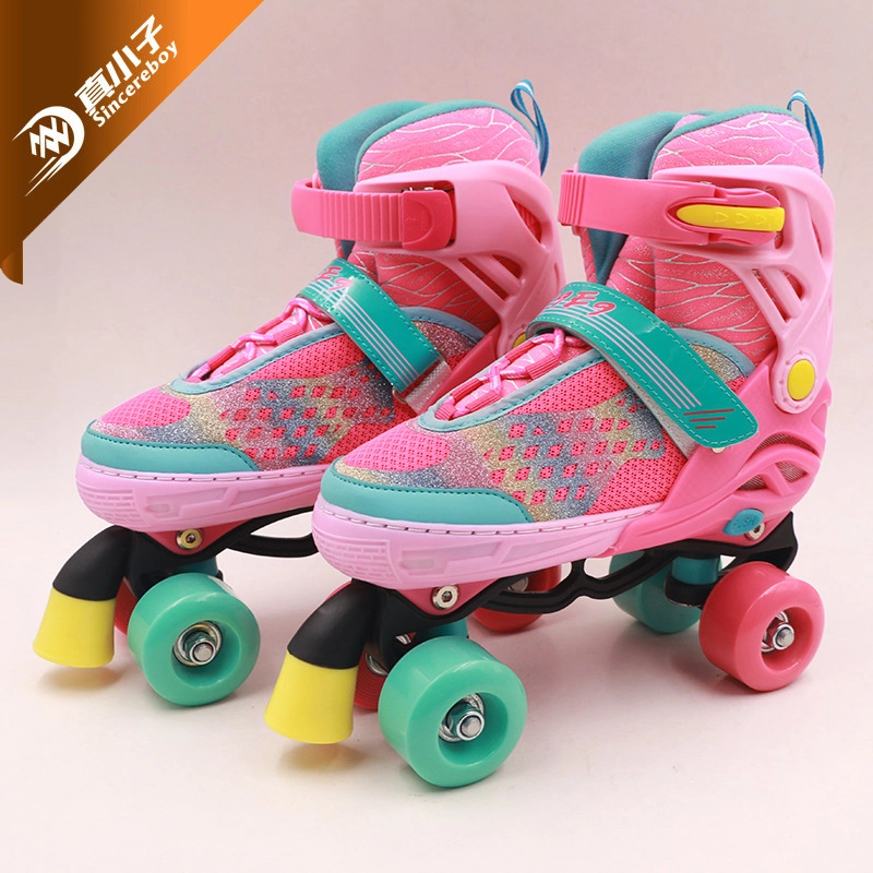 Adjustable Quad Roller Skates with Light up Wheels for Girls and Women