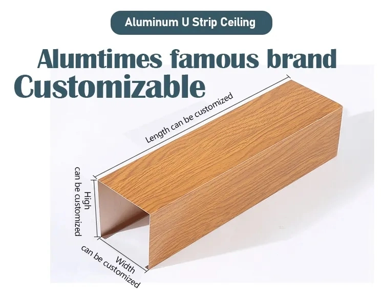 Wood Color Aluminium Panels Alloy Baffle Ceiling U Shape Linear Tube Metal Ceilings