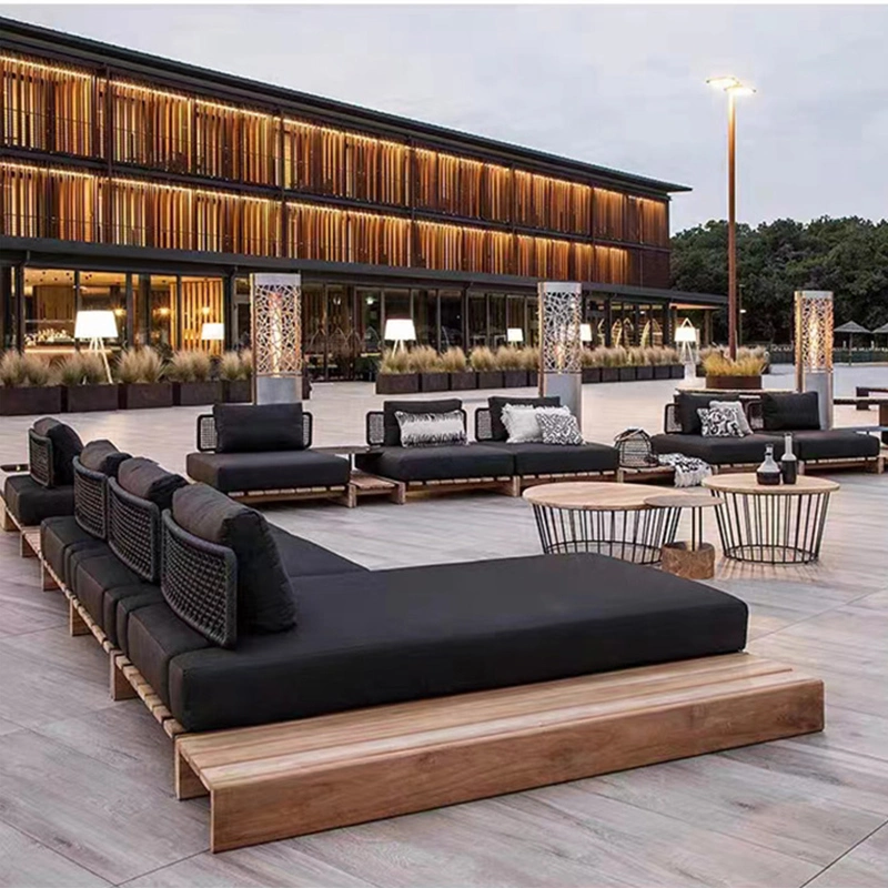 Moderno Luxo fora Teak Madeira Garden Sofá Set Pátio Exterior Mobiliário
