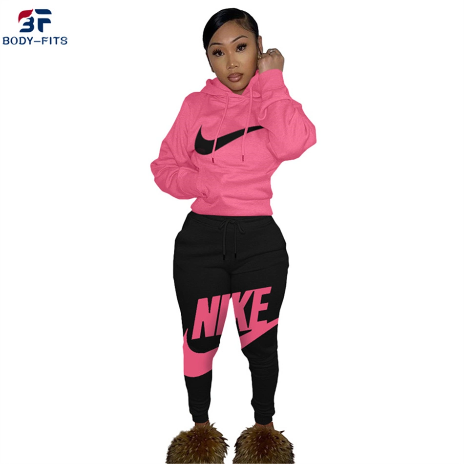 Custom Women Brand Casual Sports Hoodies Set 2 Piece Jogging Suit