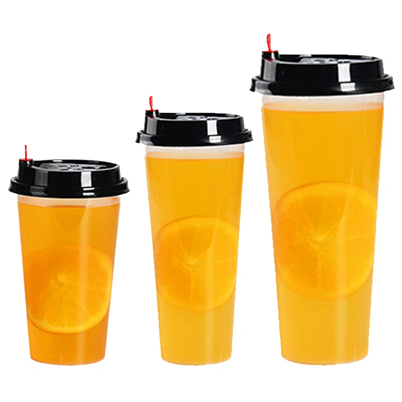 Custom Clear 12, 16, 20, 24oz PP/Pet/PLA Transparent Disposable Plastic Cup with Lids