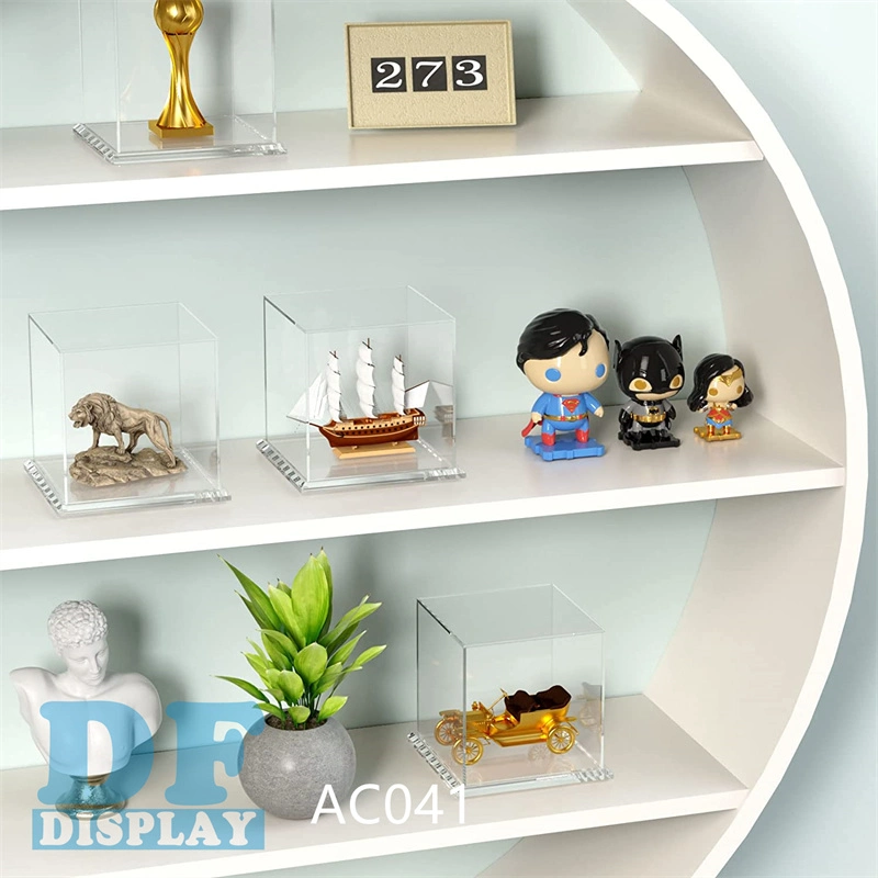 Clear Acrylic Display Case, Self-Assembly Display Box with Black Acrylic Baseacrylic Display Case