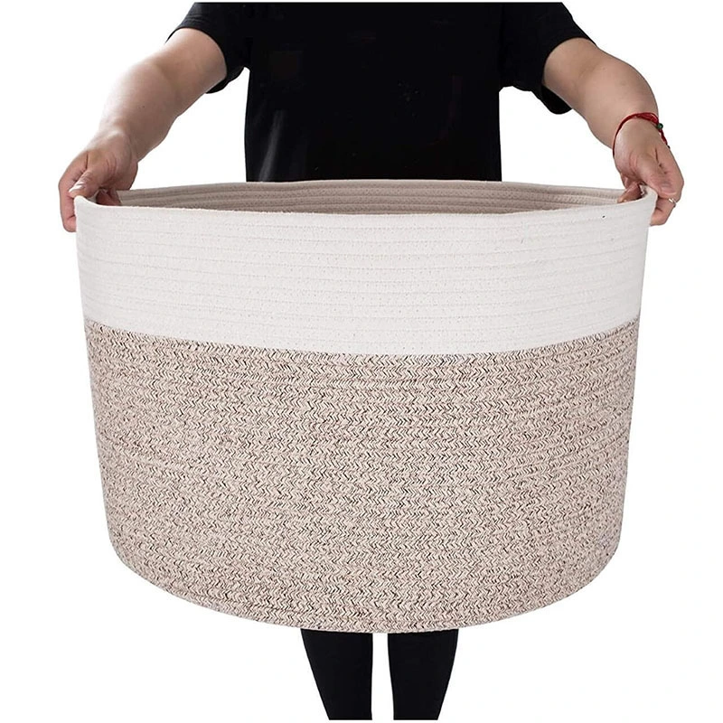 Tecidos decorativos Corda de algodão lavandaria de brinquedos a crianças toalha suporte de armazenamento a cesta