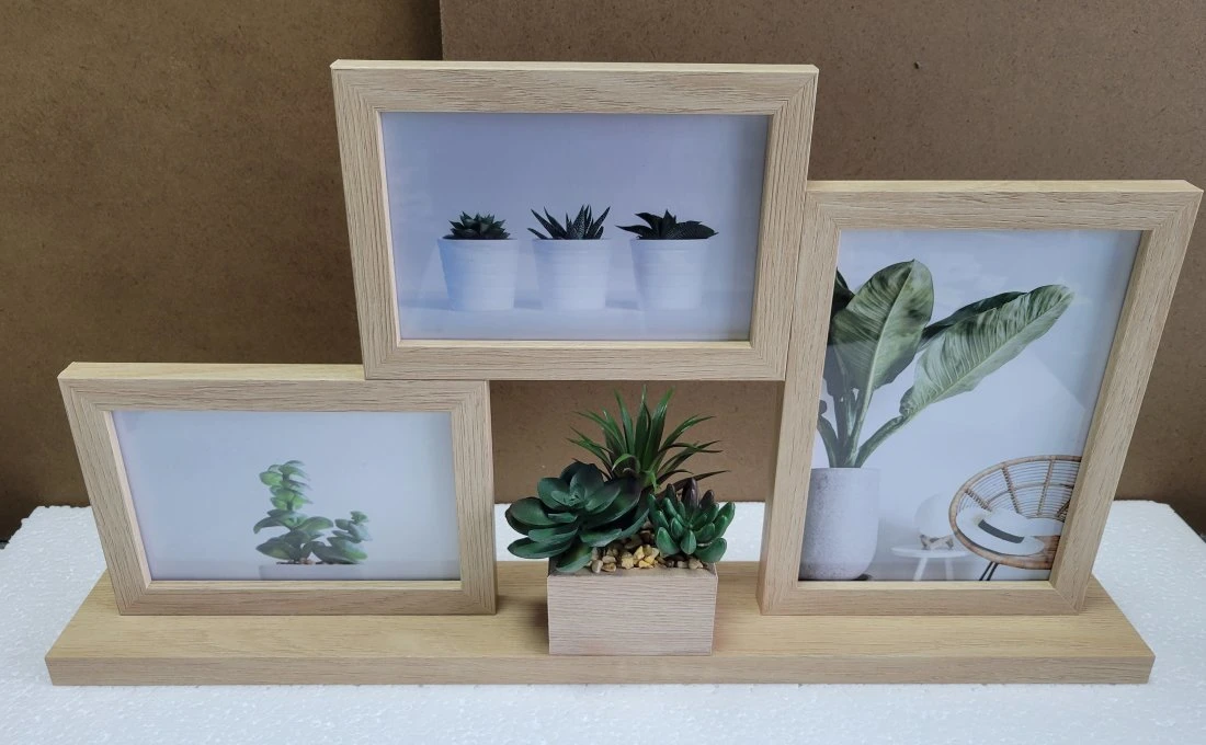 FSC&BSCI Wood Picture Photo Frames 4*6inch with Artificial Plant