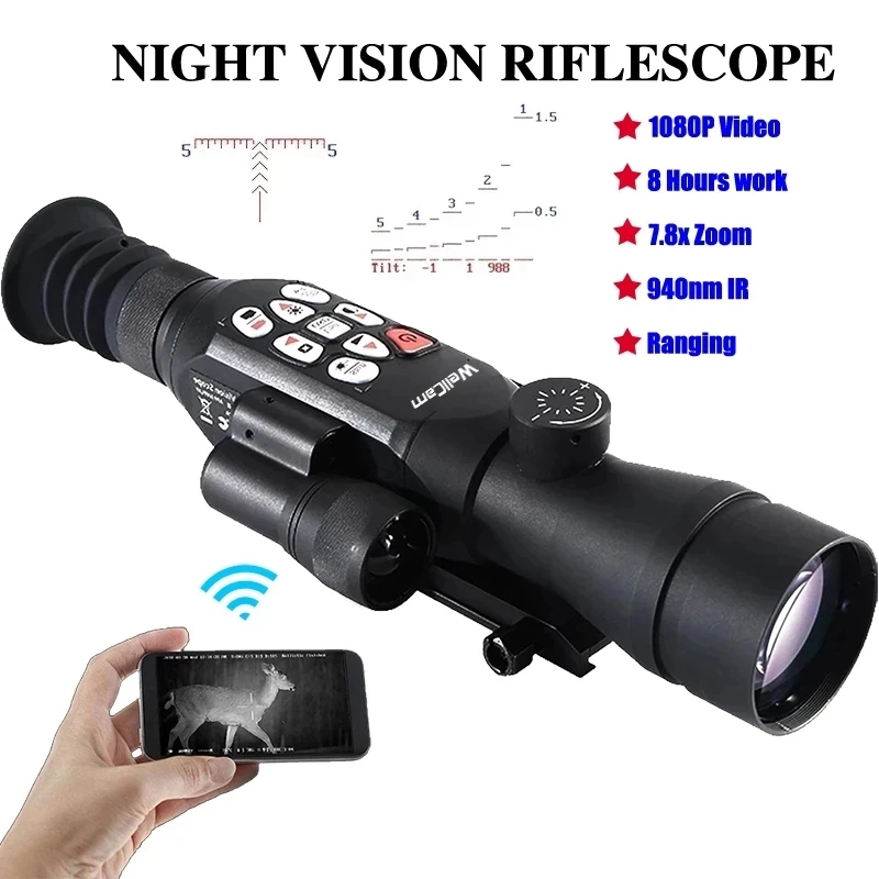 ODM Riel Picatinny Visión Nocturna Visión Nocturna Digital Infrarroja Monocular Cámara de Alcance Térmico Telescopio de Caza Monocular Prismáticos