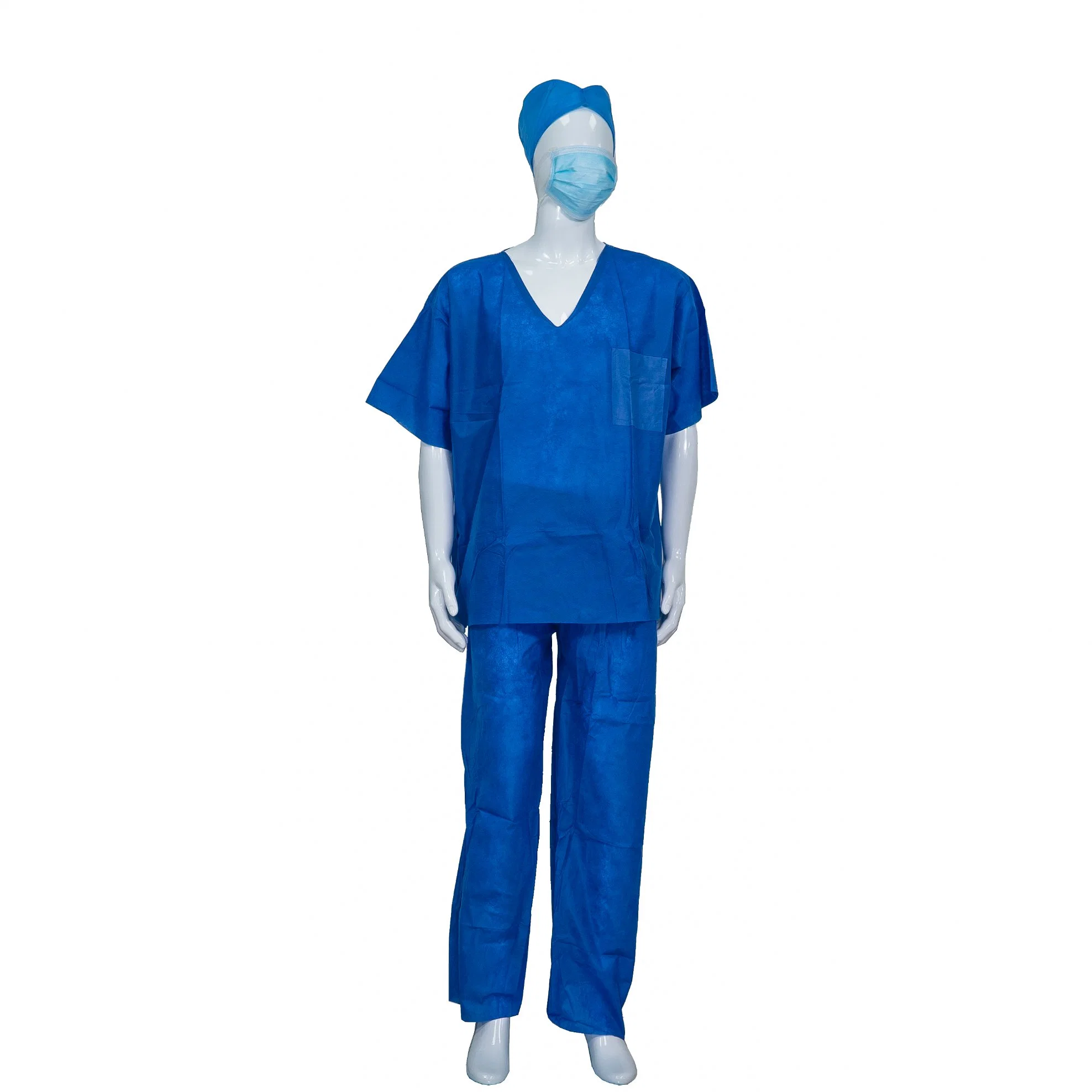 Material SMS Suit Scrub Hospital Fir usar Dispisable impermeável Anti-bacteriano Camisa e calças