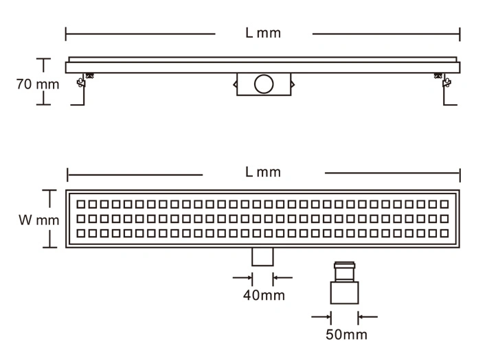 Stainless Steel 304 SUS304 Side Outlet Drain Linear Drain Shower Drain