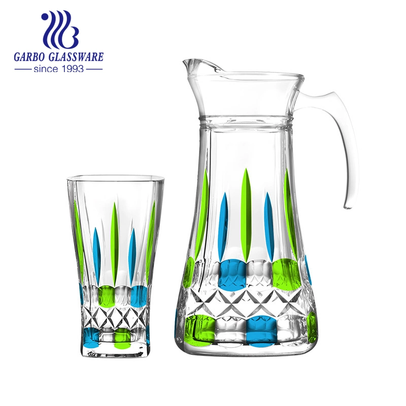 Garbo New Designs Transparent 7PCS Drinking Glassware Set Spraying Color with Jugs and Glasses