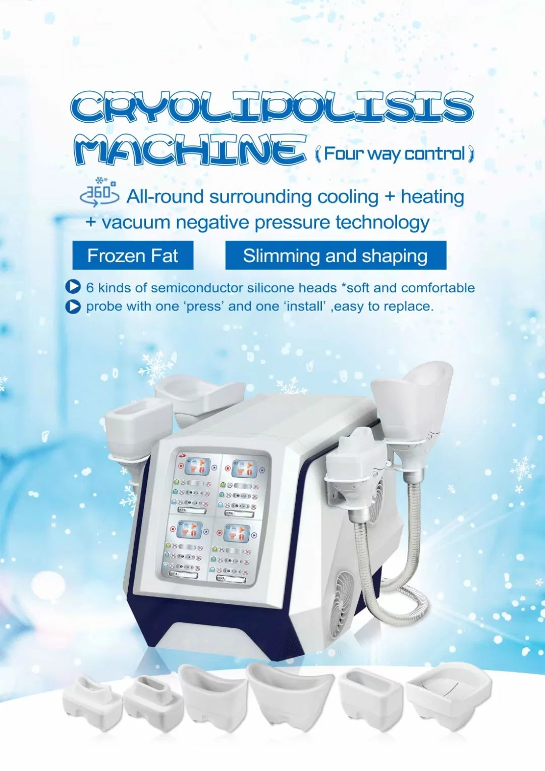 Cryolipolyse Portable Cryo Slimming Machine with 5 Tips for Double Chin Cooling Machine for Legs Abdomen Fat Reduce