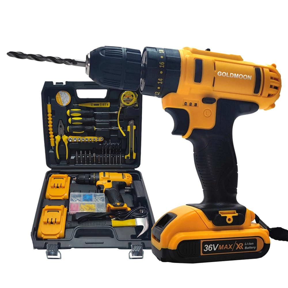 شركة GoldMoon Cordless Lithium Nail Electric Drill Machine للحفر اليدوي الكهربائية ماكينة ثقب كهربائية بالمطرقة اللاسلكية من مجموعة الأدوات