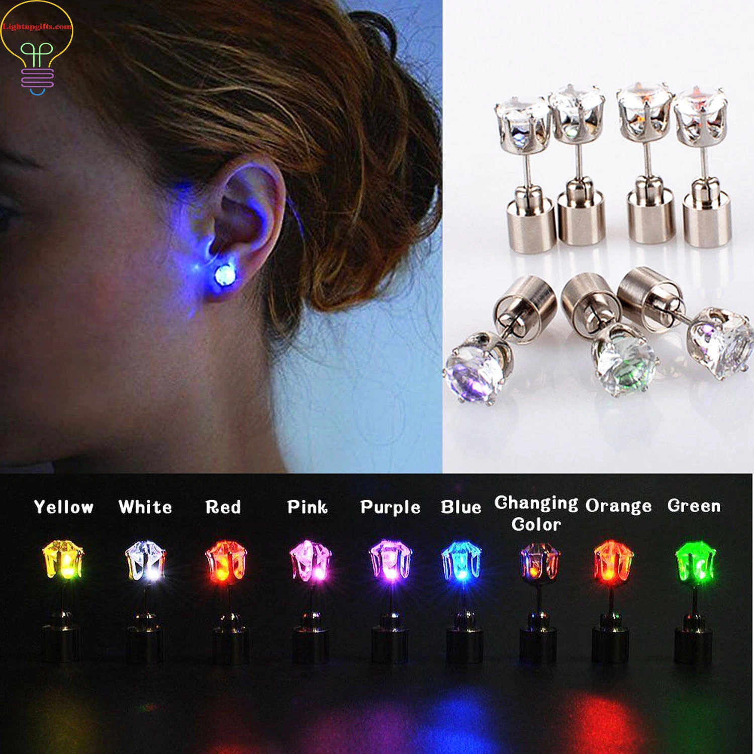 S'ALLUMENT Earrings voyants LED Partie cadeaux Crystal Earrings goujons Clignotant Clignotant Earrings