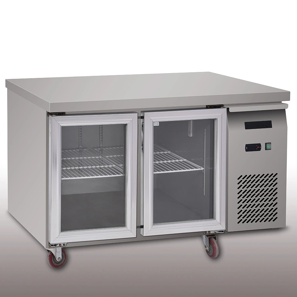 Grt-dB-260z Stainless Steel 2 Doors Under Counter Chilling Workbench Cooler Freezer Refrigerator with Prep Table