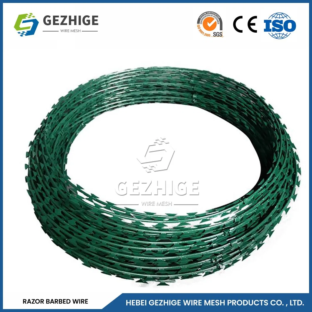 Gezhige 200m barbed fábrica de arame 200m rolo comprimento Aço inoxidável Fio de barbear em espiral China 16 # X16 # fio de arame farpado de barbear com vedação SWG