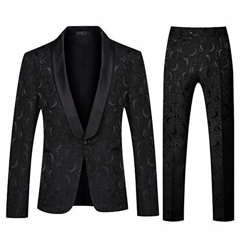 Elegant Men's Jacquard Suit Set Ideal for Formal Events and Celebrations